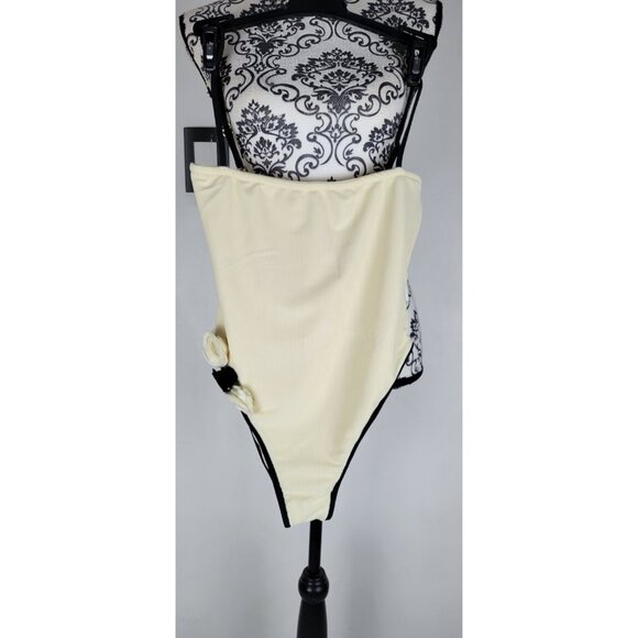 SAME LOS ANGELES One Piece Swimsuit Womens Color Beige Sz Medium Flower Beige - Picture 1 of 10
